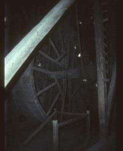 View of wooden donkey wheel