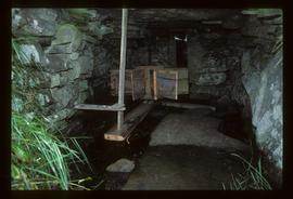View inside stone watermill building