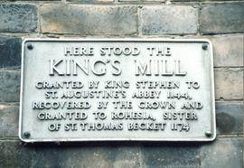 Plaque, King's Mill, Canterbury