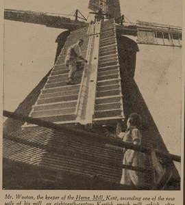 Mr Wootton climbing a new sweep, Herne Mill, Kent