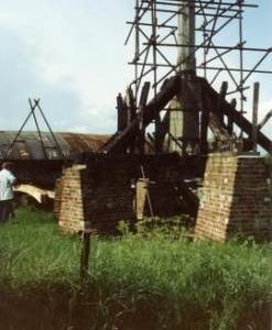 Piers, trestle and mainpost assembled, post mill, Chinnor