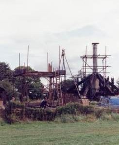 Trestle with buck shown during assembly at ground level, post mill, Chinnor