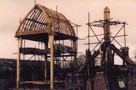 Trestle and buck during reconstruction, post mill, Chinnor