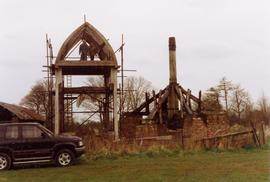 Volunteers working at top level of body, post mill, Chinnor