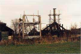 Trestle with buck shown during assembly at ground level, post mill, Chinnor