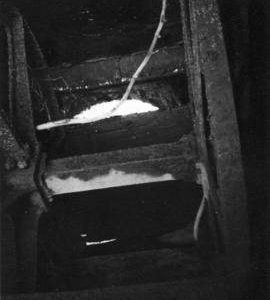 View through wheel to hatch, Eling Tide Mill, Totton and Eling