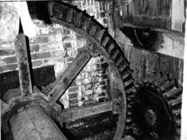 Pit wheel and drive to lower counter shaft, watermill, Nether Wallop