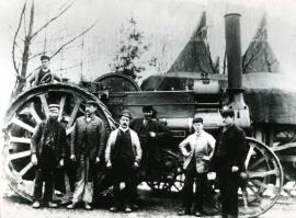 Agricultural steam traction engine with labourers ?Kent