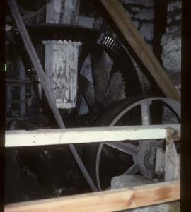 View of the Waterwheel, Pitwheel and Wallower, Heron Mill, Beetham, Cumbria