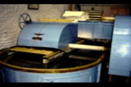 Wookey Hole Mill, beater, cover on, potcher in background