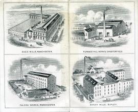 Insert of flyer for Morgan Crossley and Co Ltd showing the mills
