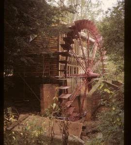 Painshill Park Waterwheel, Cobham, Surrey, newly painted