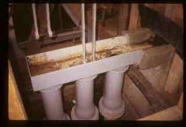 Pump cylinders at Painshill Park Waterwheel, Cobham, Surrey