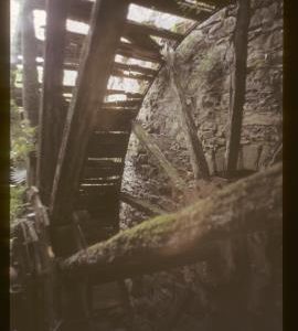 Gleaston Mill, Ulverston, Cumbria,  view through wheel