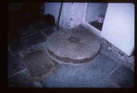 Docton Mill, Hartland, Devon, millstone on display