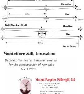 Montefiore mill, details of laminated timbers required for the construction of new sails