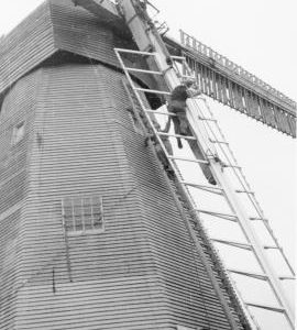 Sail being fixed, Union Mill, Cranbrook