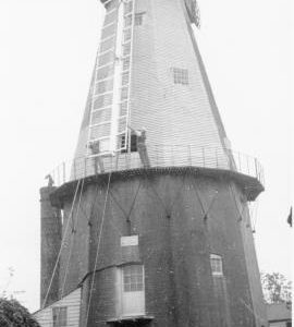 Sail being fixed, Union Mill, Cranbrook