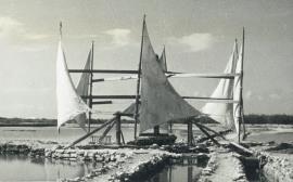 Last horizontal sail mill at salt pans, Salt Cay, Turks and Caicos Islands