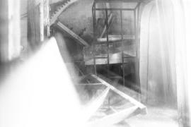 Bonehill Mill, Fazeley - inside mill, showing part of pit wheel