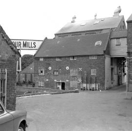 Burton Flour Mills, Winshill - front (head side) of the 1745 mill, later mill building behind