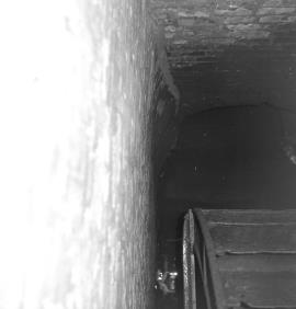 Boughey's Mill, Audley - looking down wheelpit, showing part of waterwheel buckets