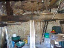 General view of ground floor (note tentering bars), smock mill, Crowfield