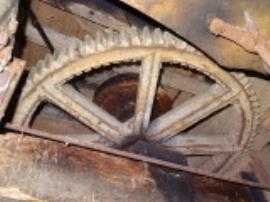 Great spur wheel and drive to governor from upright shaft, New Mill, Cross in Hand