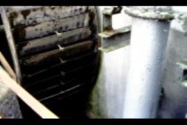 Bleadney Old Mill, wheel with turbine exit pipe