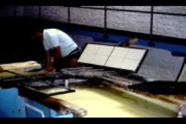 Wookey Hole Mill, couching, next sheet ready to deckle