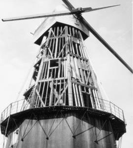 Union Mill, Cranbrook, under repair, weatherboarding removed