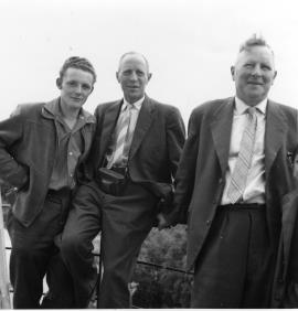 "C Bremer, his brother J & one of men"