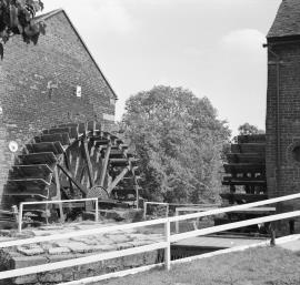 Cheddleton Flint Mill, Cheddleton - wheel of North Mill with part wheel of South Mill