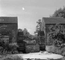 Cheddleton Flint Mill, Cheddleton - both mills and waterwheels from downstream