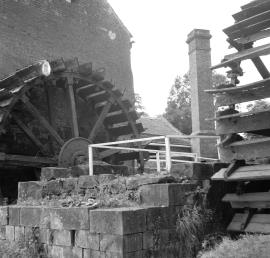 Cheddleton Flint Mill, Cheddleton - wheel of South Mill with part of wheel of North Mill