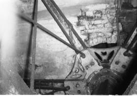 Coton Mill, Milwich - waterwheel shaft and one of the hubs