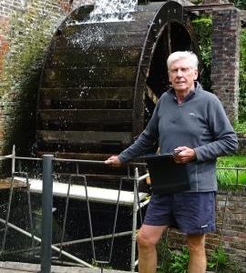 Splashy Mill, Moddershall - Richard Sidley (owner), and waterwheel turning