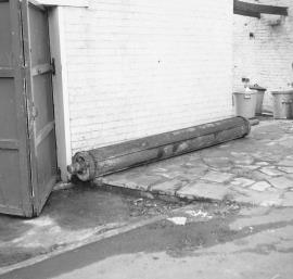 Longdon Mill, Brook End, Longdon - shaft of waterwheel, outside mill