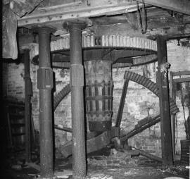 Shugborough Farm Mill, Shugborough Park, Colwich - millpond and overflow seen from inside mill