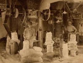 Flour bran and pollard packing floor of the Sussex Street Mill