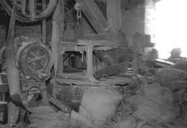 Worston Mill, Worston - the north pair of millstones, crown wheel, etc