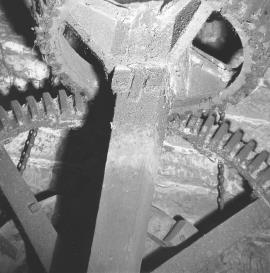 Weston Jones Mill, Weston Jones - parts of pit wheel, wallower and sack hoist pulley and chain