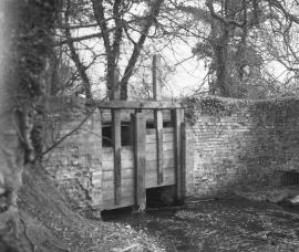 Wood Mill, Yoxall - sluice gates across headrace, and channel to waterwheel