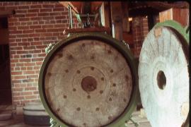 Worston Mill, Worston - pair of vertical stones in the mill