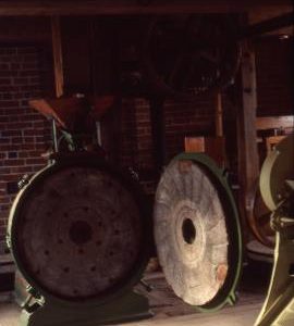 Worston Mill, Worston - pair of vertical stones in the mill