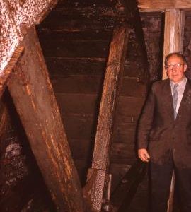 Wood Mill, Yoxall - Jack Arch (the then owner) by the waterwheel