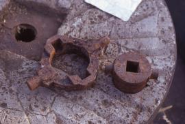 Weston Jones Mill, Weston Jones - balance rynd (gimbals) laid out on a bed stone