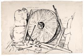 Millstone and dressing tools, Union Mill, Cranbrook