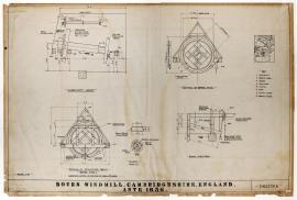 Windshaft layout, details of wheel, brake wheel and brake lever gear, Bourn Windmill
