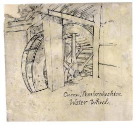 "Carew, Pembrokeshire, Water Wheel"
